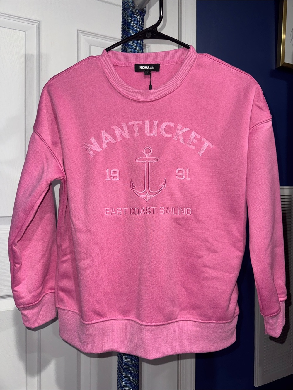 NWT Girls Nantucket Pink Nautical Sweatshirt | Anchor Graphic - Picture 3 of 14
